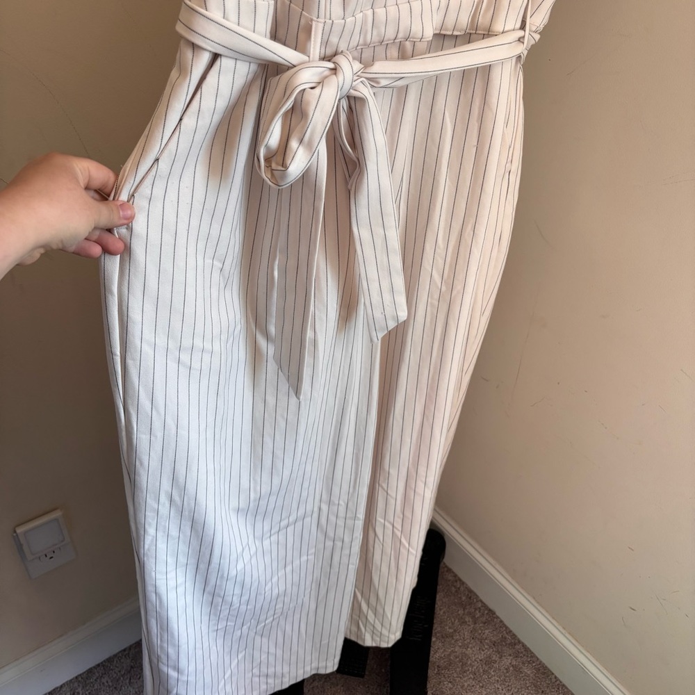 a new day White Pinstripe Sleeveless V-Neck Wide-Leg Jumpsuit - Picture 5 of 9